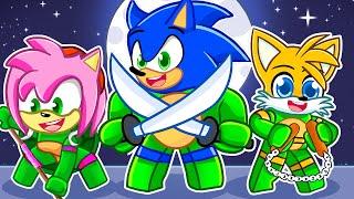 Becoming NINJA TURTLES with Sonic, Tails, & Amy in Roblox!