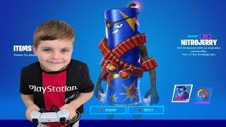 My 7 Year Old Kid 10,000 V-Bucks SPENDING SPREE! Buying Fireworks Fortnite Skin Bundle NITROJERRY