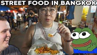 Bulldog Reacts to "Street Food at Night Markets in Bangkok" by Dancing Bacons