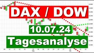 DAX DOW Jones Analyse Charttechnik  Tagesausblick  Chartanalyse für den 10.07.2024 Aktien traden