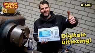 Digitale uitlezing op een antieke draaibank monteren #1405