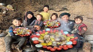 cooking chicken in a cold cave: A Unique Afghan Village Recipe | Afghanistan Cave Life