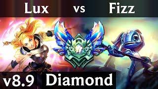 LUX vs FIZZ (MID) ~ KDA 8/1/22, Legendary ~ Korea Diamond ~ Patch 8.9
