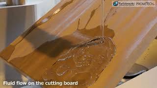 Particleworks | Fluid flow on the cutting board | Prometech Software