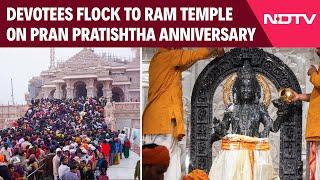 Ayodhya Ram Mandir | Devotees Flock To Ayodhya's Ram Temple On Pran Pratishtha Anniversary