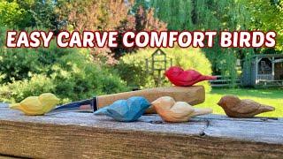 How to Carve Tiny Comfort Birds - Simple Knife Only Woodcarving Tutorial