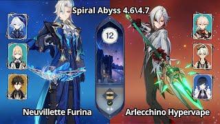 C0 Neuvillette Furina & C0 Arlecchino Hypervape - Spiral Abyss 4.6\4.7 Floor 12 Genshin Impact
