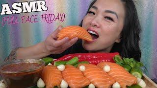 ASMR EATING GIANT SALMON SUSHI (MINIMAL INTRO LIGHT WHISPERS) CRUNCHY EATING SOUNDS | SAS-ASMR