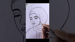 How to draw a girl with hijab #Shorts