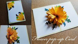 Calendula Flower pop up card tutorial (without template) | Handmade card tutorial | DIY card making