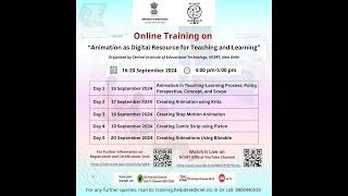 NCERT TRAINING ( “Animation as Digital Resource for Teaching and Learning” )