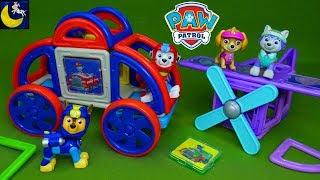 Paw Patrol Magnetic Building Toys Magformers Skye Everest Chase Marshall Airplane Pup Vehicles