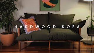 Building our dream sofa - DIY midcentury modern hardwood sofa with rope and custom upholstery