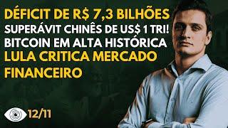 Déficit nas contas públicas, Lula vs mercado e China rumo a superávit de US$ 1 Tri!