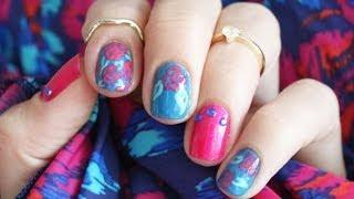 Vintage nails Roses on blue /// Floral Nail Design Tutorial