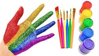 Satisfying Video | How To Make Rainbow Hand Glitter with Paint Color ASMR | Zon Zon
