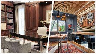 75 Medium Tone Wood Floor And Wood Wall Home Office Design Ideas You'll Love 