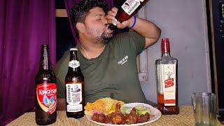 2 Bottle Godfather Beer & RS Whisky Mix Drink With Desi Murga Chicken Fried l #beermukbang #mukbang