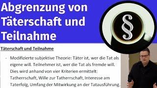 Repetitorium: Abgrenzung von Täterschaft und Teilnahme