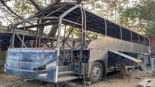 Passenger Bus Completely Burnt Due to Dangerous Accident /Complete video of Repairing burnt Hino Bus