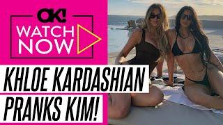 Khloe Kardashian Squats Down to Snap Her Sister Kim's Bodysuit in Hilarious Bathroom Video