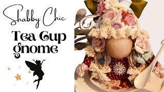 Shabby Chic Teacup gnome / how to make a tea cup gnome / beebeecraft