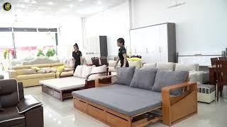 Ghế Sofa Giường Gỗ Đa Năng Bật Ra Làm Giường G-08