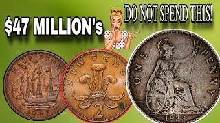 TOP 50 UNCOMMON UK HALF PENNY,2 NEW PENCE ONE PENNY COINS WORTH BIG MONEY THAT COULD MAKE YOU RICH!!