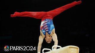 Paul Juda all smiles after strong pommel horse routine in Paris Olympic qualification | NBC Sports