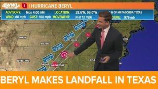 Monday, 5am Tropical Update: Hurricane Beryl hits Texas