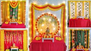 5 Simple Ganesh Pooja Background decoration ideas || Last Minute Background decoration ideas.