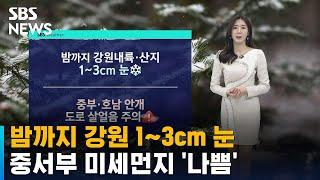 [날씨] 밤까지 강원 1~3cm 눈…중서부 미세먼지 '나쁨' / SBS