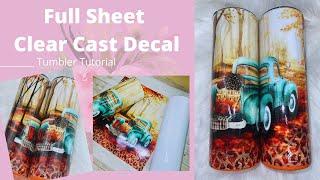 FULL Fall Sheet Clear Cast Decal With Glitter Tumbler Tutorial