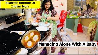 Indian Mom REALISTIC Morning Routine With BABY In AMERICA | Quick Fix Lunch Recipe