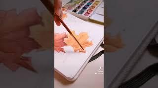 Autumn Leaves Watercolour Painting  #shorts #painting #watercolor