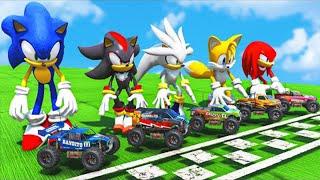 GTA V - Rc Cars RACING Challenge in the Beach w/ Sonic The Hedgehog Team #389