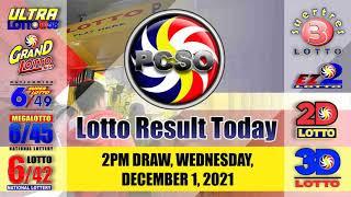 Swertres|3D and EZ2|2D Lotto 2PM Draw, Wednesday, December 1, 2021