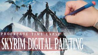 Skyrim Digital Painting | Procreate Time-lapse (Photo Bashing)