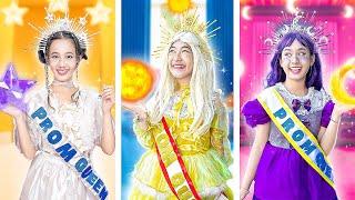 Moon Girl Vs Sun Girl Vs Star Girl Dress Up Challenge At Prom