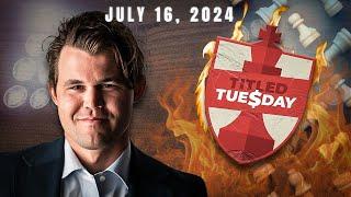 NAKAHARAP Ni Magnus Ang Laging CHAMPION! | Carlsen vs Caruana Titled Tuesday July 16, 2024