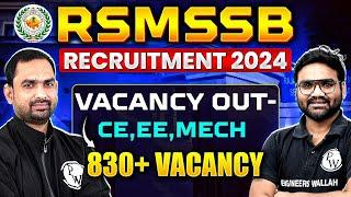 RSMSSB JEN 2024 Vacancy Out - CE, EE,ME | 830+ Vacancy | RSMSSB JE Syllabus | Complete Details