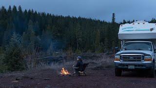 Alone on a Peaceful Rainy Night in my 4x4 Truck Camper