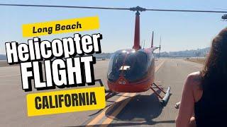 Amazing Helicopter Flight. Highways. Long Beach, California