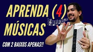 Aprenda 4 Músicas FÁCEIS no Acordeon (Sanfona) com 2 BAIXOS simples