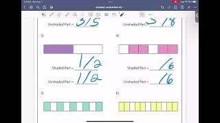 Determining Shaded and Unshaded Regions in Fractions + Worksheet