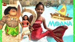 Disney Moana Turns Mermaid Maui's Magical Fish Hook Adventure Canoe Unboxing | Toys Academy