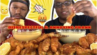 DISRESPECTFUL & ANNOYING MUKPRANK (will gets ANGRY) DEEP FRIED KING CRAB LEGS SEAFOOD BOIL MUKBANG!