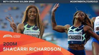 Sha'Carri Richardson wins 200m in 22.35 | Ostrava Golden Spike Continental Tour Gold