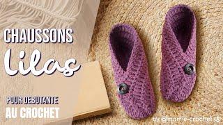 Comment faire DES CHAUSSONS POUR DEBUTANTE AVEC UN CARRE au crochet facile rapide tuto #mamiecrochet