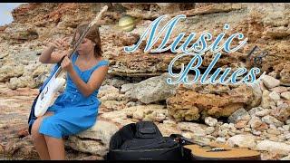 Slow epic guitar blues / sea waves sound / blues music guitar improvisation